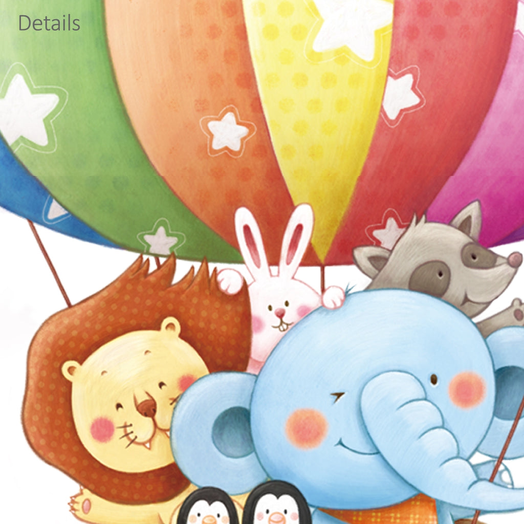 Animal Hot Air Balloons Height Chart Wall Stickers