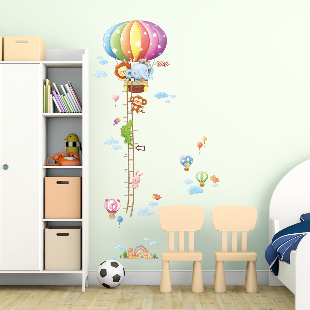 Animal Hot Air Balloons Height Chart Wall Stickers