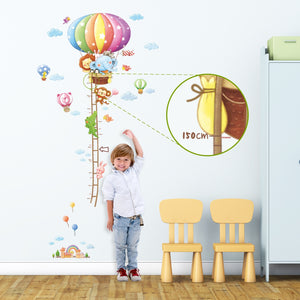 Animal Hot Air Balloons Height Chart Wall Stickers