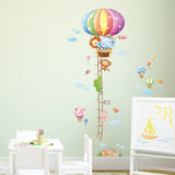 Animal Hot Air Balloons Height Chart Wall Stickers