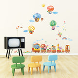 Animal Train & Hot Air Balloons Nursery Wall Stickers