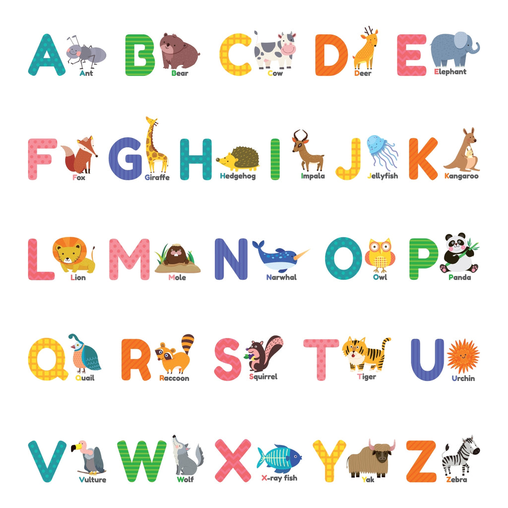 Colourful Animal Alphabet Wall Stickers (Small)
