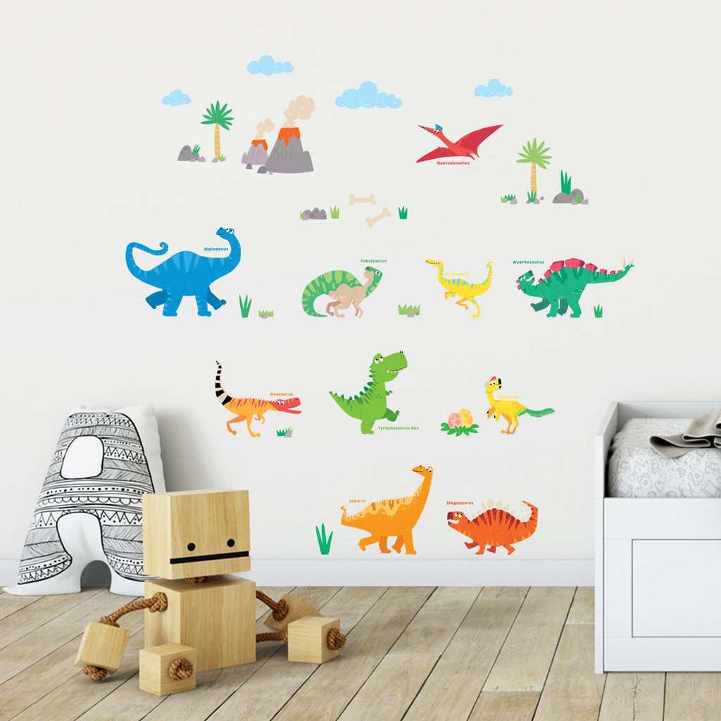 Colourful Dinosaur Wall Stickers B (Small)