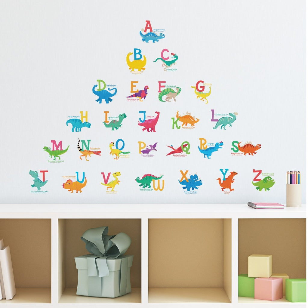 A-Z Dinosaur Alphabet Wall Stickers (Small) - DECOWALL