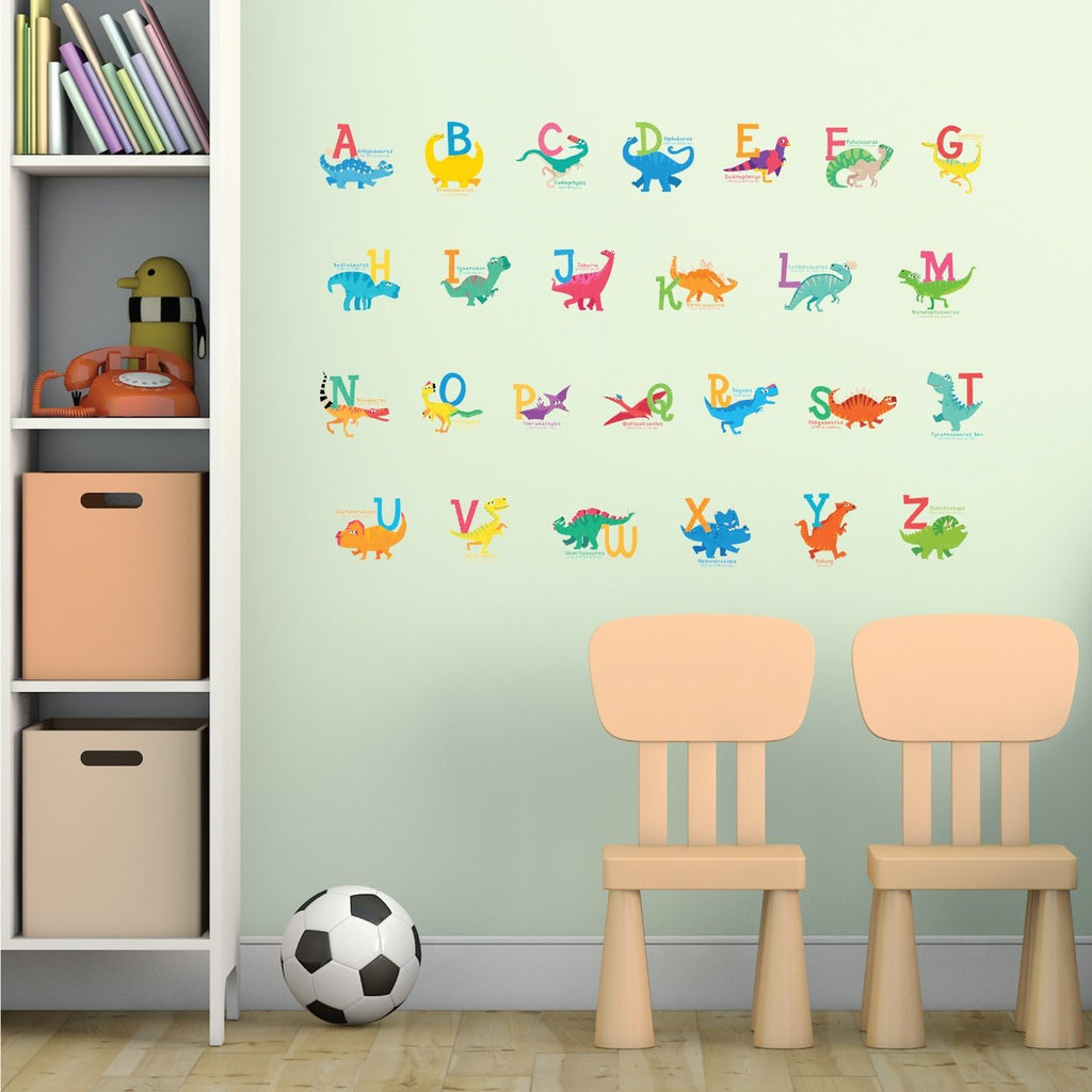 A-Z Dinosaur Alphabet Wall Stickers (Small) - DECOWALL