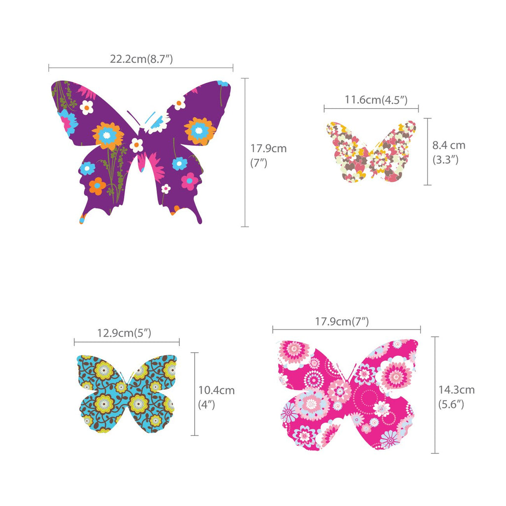38 Colourful Butterflies Nursery Wall Stickers - DECOWALL