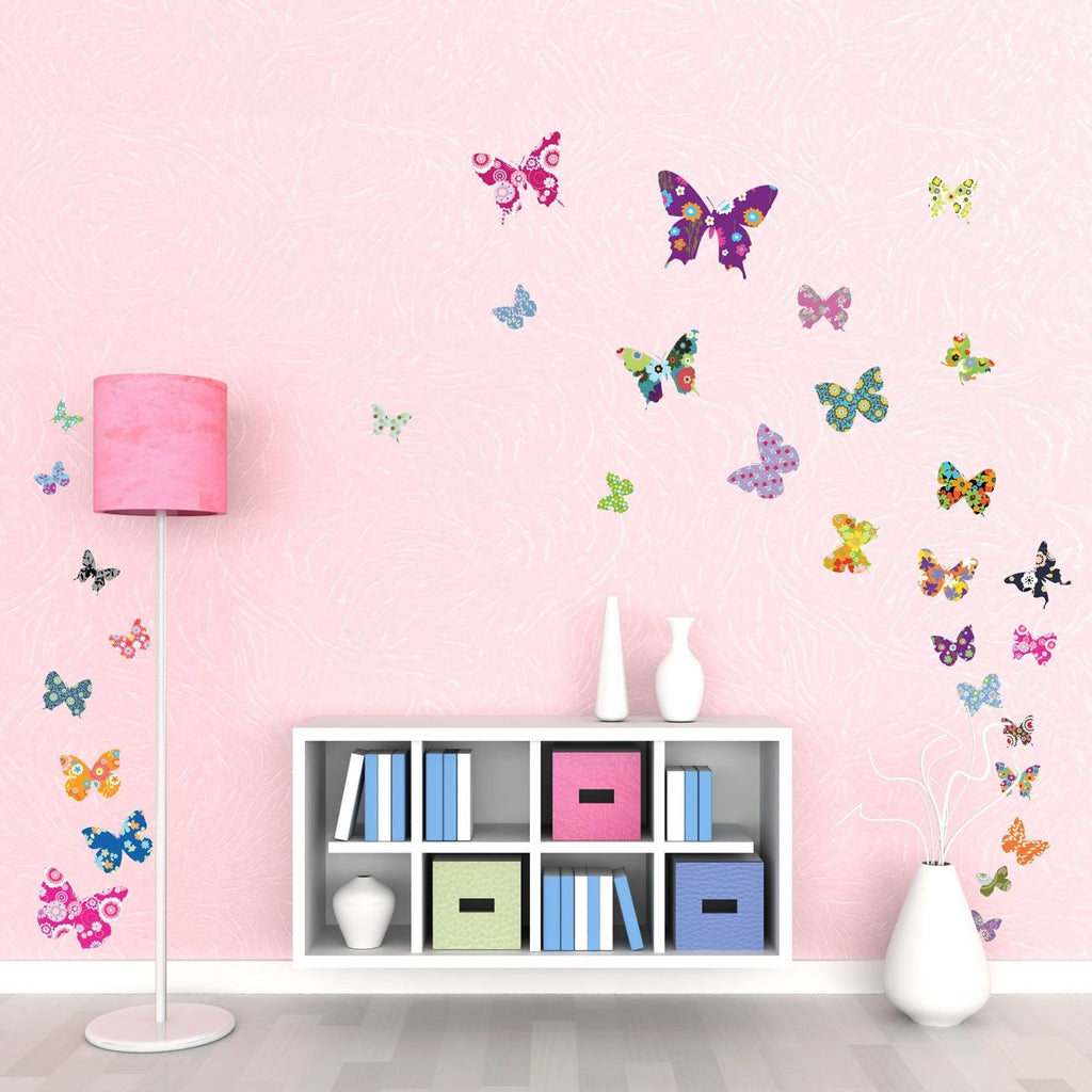 38 Colourful Butterflies Nursery Wall Stickers - DECOWALL