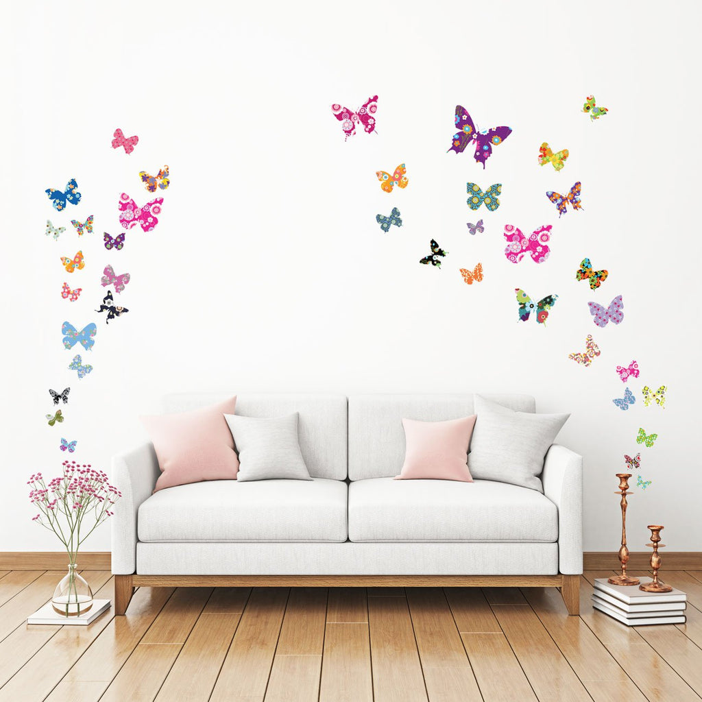 38 Colourful Butterflies Nursery Wall Stickers - DECOWALL