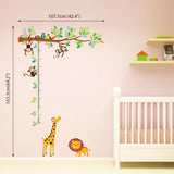 Little Monkeys Tree & Animals Height Chart Wall Stickers