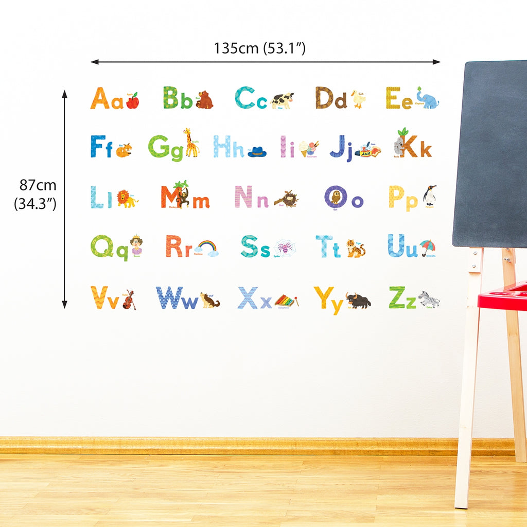 Watercolour Animal Alphabet Wall Stickers (Small)