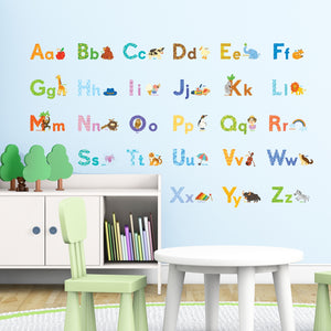 Watercolour Animal Alphabet Wall Stickers (Small)