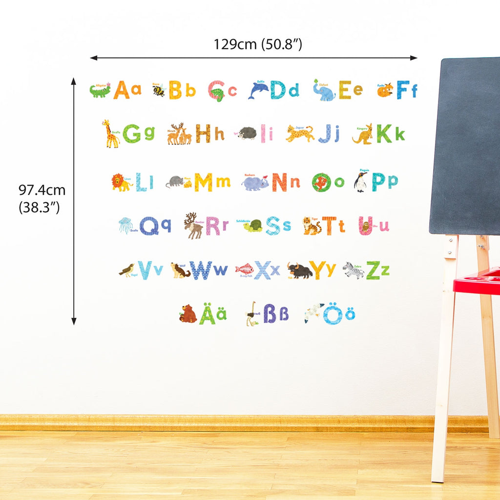 Watercolour Animal German Alphabet Wall Stickers