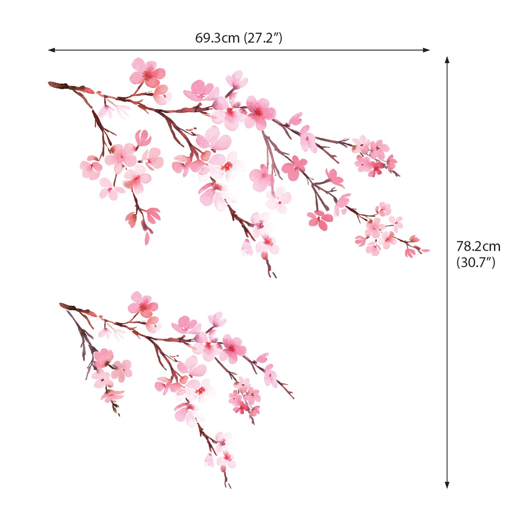 Watercolor Cherry Blossoms Wall Stickers