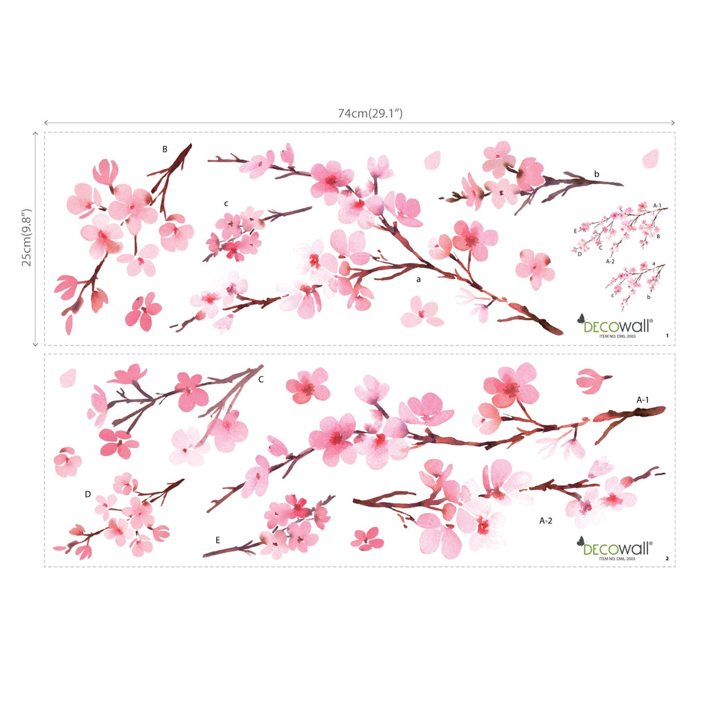 Watercolor Cherry Blossoms Wall Stickers