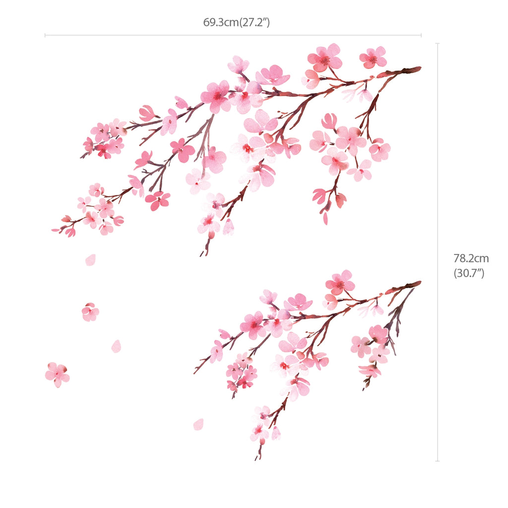 Watercolor Cherry Blossoms Wall Stickers