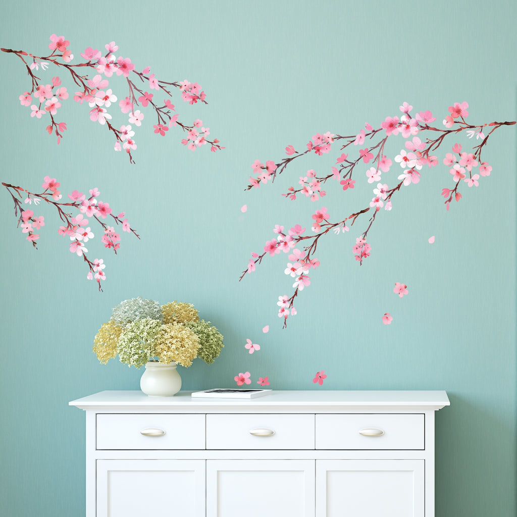 Watercolor Cherry Blossoms Wall Stickers