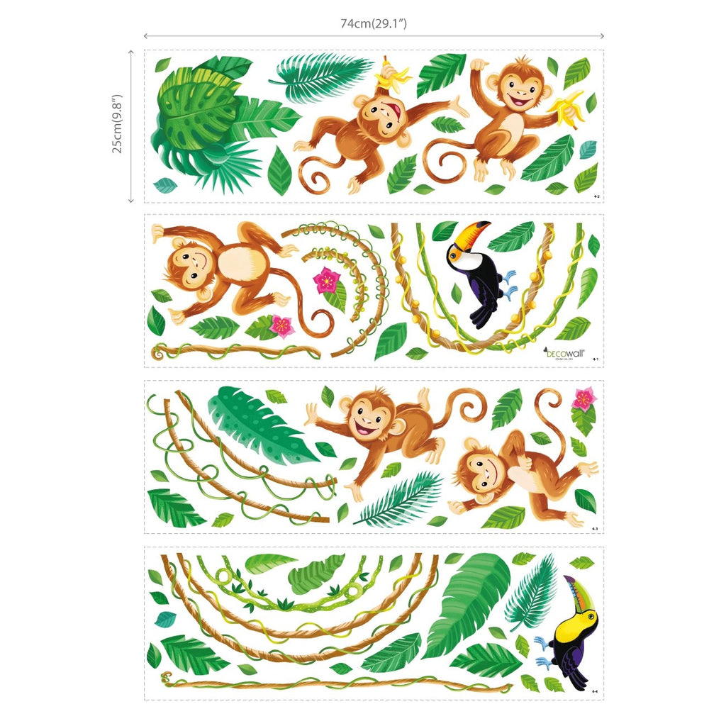 Monkeys In Jungle Wall Stickers - DECOWALL