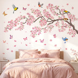 Pink flowers and Bird Wall Stickers