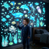 DECOWALL Glow-in-the-Dark Underwater Sea Animals Wall Stickers(GDS4-8097)