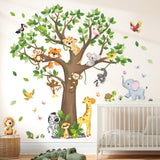 Large Tree Jungle Animals Wall Stickers