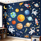 DECOWALL Solar System Planets Astronaut Rocket Kids Wall Stickers (SG3-2612)