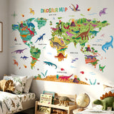 Dinosaur World Map Wall Stickers