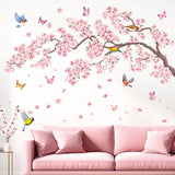 Pink flowers and Bird Wall Stickers