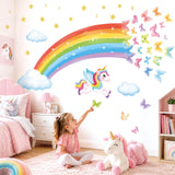 Unicorn Rainbow Butterflies Wall Stickers (SG2-2401)
