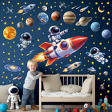 DECOWALL Space Wall Stickers – Astronaut, Rocket, Solar System Planets & Stars (SG4-2605)