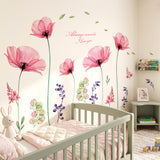 X-ray Pink Flowers Wall Stickers