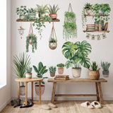 DECOWALL Green Pot Plants Leaves Wall Decals (SG2-2411)