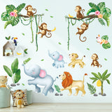 Marching Jungle Animals Wall Stickers