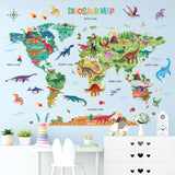 Dinosaur World Map Wall Stickers