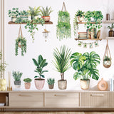 DECOWALL Green Pot Plants Leaves Wall Decals (SG2-2411)