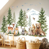 Pine trees and Forest animals Wall Stickers
