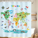 Animal World Map, Kids Shower Curtain set (BSC-615)