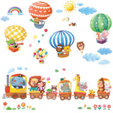 Animal Train & Hot Air Balloons Nursery Wall Stickers