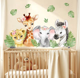 Watercolour Jungle Animals Wall Stickers