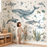DECOWALL Watercolour Ocean Animals Wall Stickers (SG3-2608)