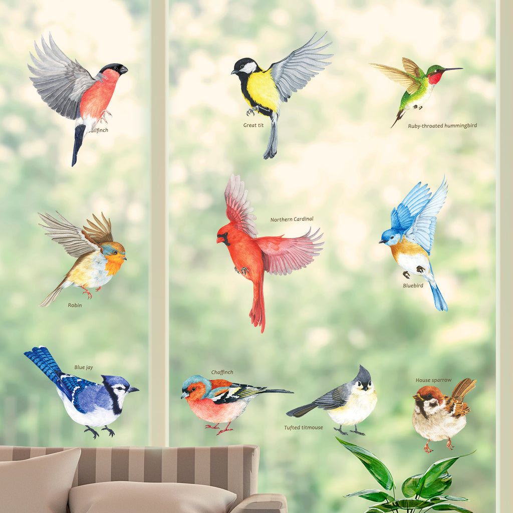 Garden Birds Window Clings Stickers