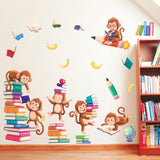 Monkey Reading Books Wall Stickers