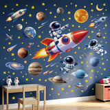 DECOWALL Space Wall Stickers – Astronaut, Rocket, Solar System Planets & Stars (SG4-2605)