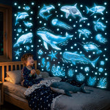 DECOWALL Glow in the Dark Whale & Shark Wall Stickers (GDS4-7003)