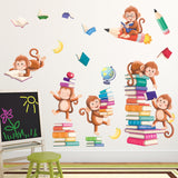 Monkey Reading Books Wall Stickers