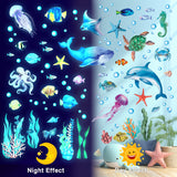 DECOWALL Glow-in-the-Dark Underwater Sea Animals Wall Stickers(GDS4-8097)