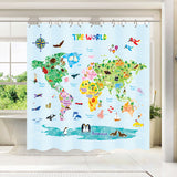 Animal World Map, Kids Shower Curtain set