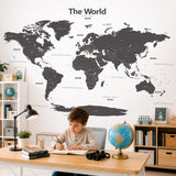 Modern Grey World Map Wall Stickers (Xlarge)