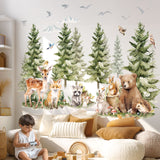 Pine trees and Forest animals Wall Stickers