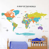 Colourful World Map Wall Stickers