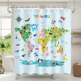 Animal World Map, Kids Shower Curtain set (BSC-615)